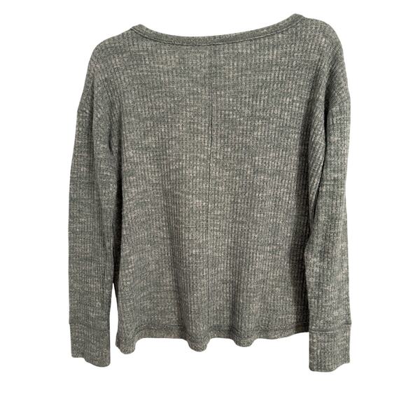 SO Women's XS Preppy Thermal Knit Sage Green Long Sleeve Top Soft Neutral - Picture 2 of 6